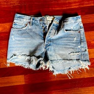 Agolde cutoff denim shorts, size 28